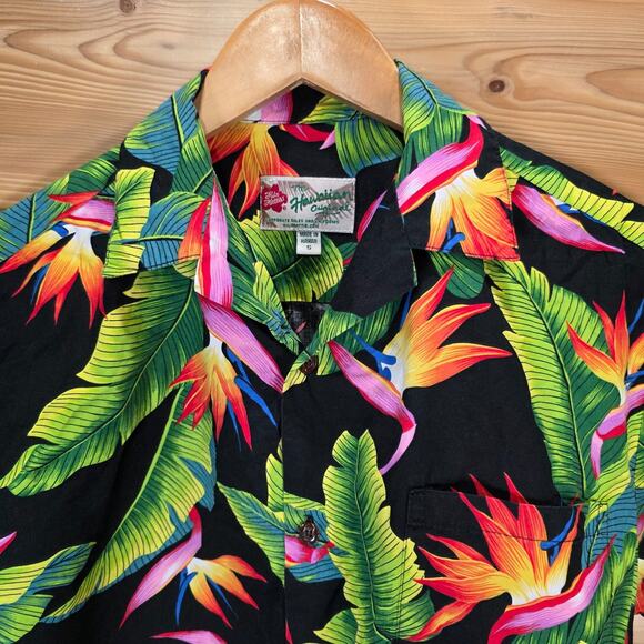 VTG Hilo Hattie Floral Bird Of Paradise Hawaiian Shirt Men Small - Picture 2 of 9
